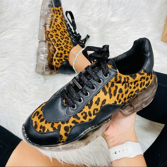 Black leopard chunky sneaker - Picture 3 of 6